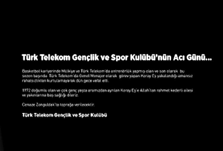 Türk Telekom Gençlik ve Spor Kulübü’nün Acı Günü... gorseli