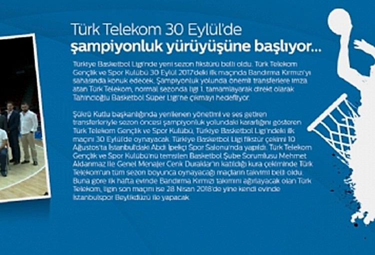 Türk Telekom 30 Eylül’de şampiyonluk yürüyüşüne başlıyor… gorseli